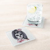 Hübsche Karnevalmaske Glasuntersetzer (Schrägansicht)