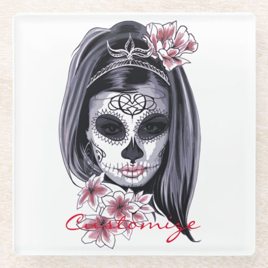 Hübsche Karnevalmaske Glasuntersetzer (Vorderseite)