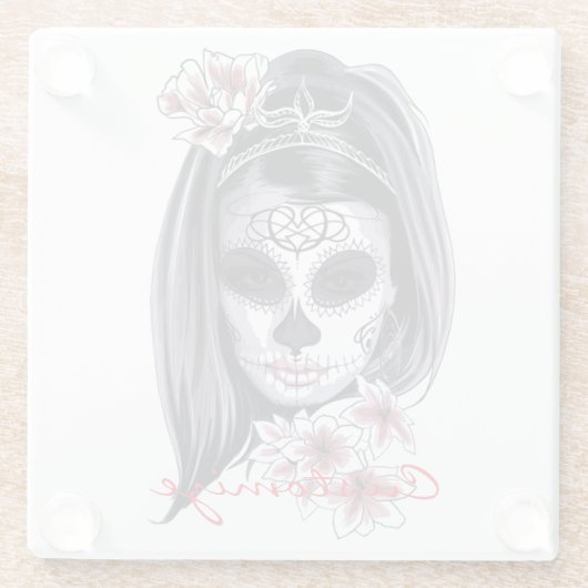 Hübsche Karnevalmaske Glasuntersetzer (Rückseite)