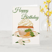 Hübsche Karottenkuchen Cupcake Geburtstagskarte Karte (Gelbe Blume)