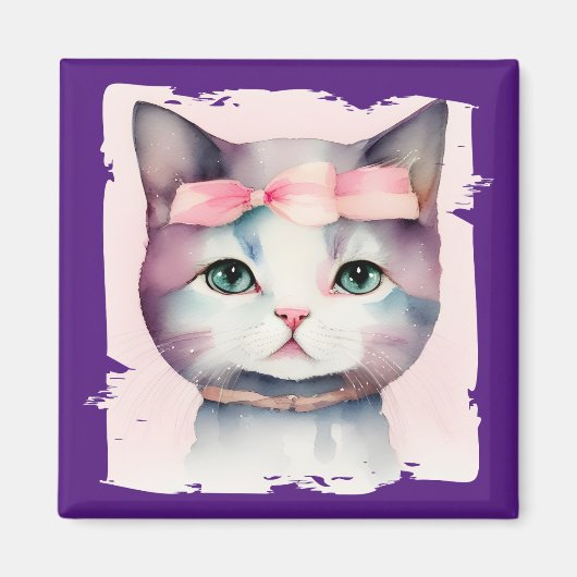 Hübsche Kätzchen mit rosa Bow Magnet (Vorne)