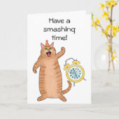 Hübsche Katze, die die Zeit zerschlägt, Cartoon Ge Karte (Gelbe Blume)