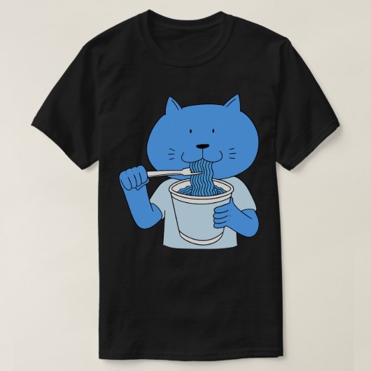 Hübsche Katze frisst Spaghetti T-Shirt (Design vorne)