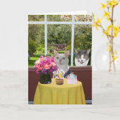 Hübsche Katze Geburtstag weiblicher Fotografie Karte (Gelbe Blume)