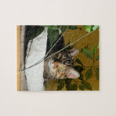 Hübsche Katze Hinter Blätter auf dem Regal, Puzzle (Horizontal)