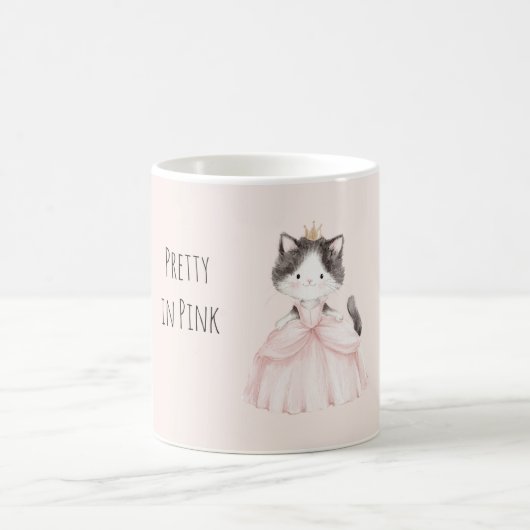 Hübsche Katze in rosa Kronenkleid Kaffeetasse (Mittel)