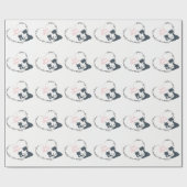 Hübsche Katze, Kätzchen, Blume Herz Mädchen Kinder Geschenkpapier (Flach)