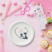 Hübsche Katze, Kätzchen, Blume Herz Mädchen Kinder Pappteller (Party)