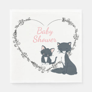 Hübsche Katze, Kätzchen, Blume Herz Mädchen Kinder Serviette