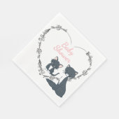 Hübsche Katze, Kätzchen, Blume Herz Mädchen Kinder Serviette (Ecke)