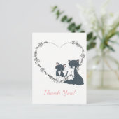 Hübsche Katze, Kätzchen und Blume Herzlichen Dank Postkarte (Stehend Vorderseite)