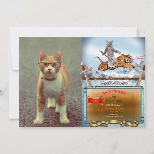 Hübsche Katze mit Brille Einladung (Vorderseite)