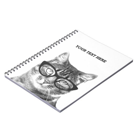Hübsche Katze mit Brille Foto Notebook Design Notizblock (Linke Seite)