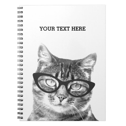 Hübsche Katze mit Brille Foto Notebook Design Notizblock (Vorderseite)