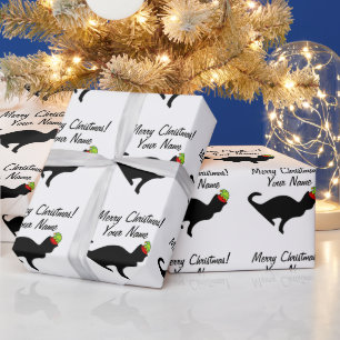 Hübsche Katze mit elfenhaltigem Weihnachtspapier Geschenkpapier