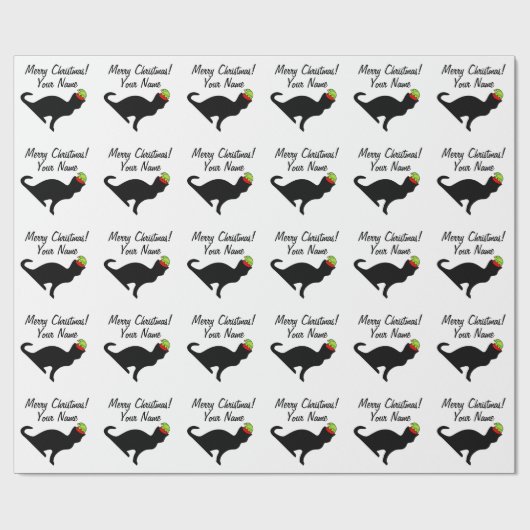 Hübsche Katze mit elfenhaltigem Weihnachtspapier Geschenkpapier (Flach)