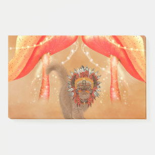 Hübsche Katze mit indianischer Kopfhaut Post-it Klebezettel