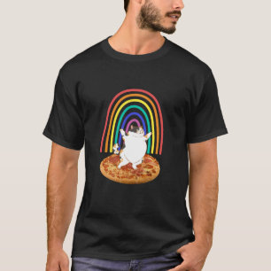 Hübsche Katze mit Pizza Regenbogen T-Shirt
