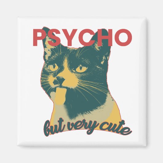 Hübsche Katze mit Zunge draußen Magnet (Vorne)