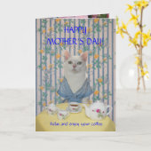 Hübsche Katze/Muttertag der kleinen Kinder Karte (Gelbe Blume)