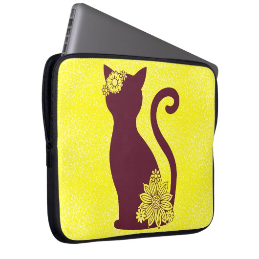 Hübsche Katze Silhoutte Laptop-Sieb Laptopschutzhülle (Vorne Rechts)