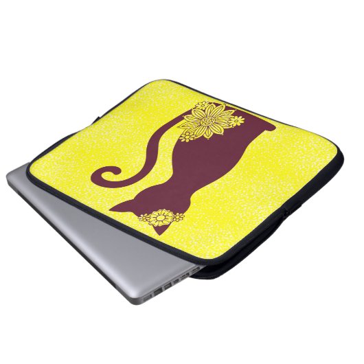 Hübsche Katze Silhoutte Laptop-Sieb Laptopschutzhülle (Vorne Knopf)