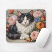 Hübsche Katze und Blume Mousepad (Mit Mouse)