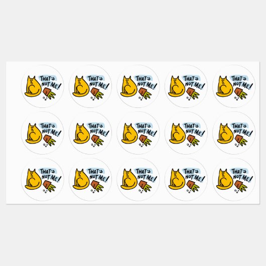 Hübsche Katze und ein gestürzter Blume Etiketten (Blatt)