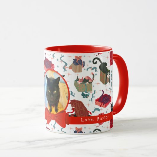 Hübsche Katzen in Weihnachtskästen Personalisierte Tasse (VorderseiteRechts)