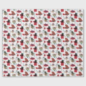 Hübsche Katzen in Weihnachtskästen Weiß Rot Grün Geschenkpapier (Flach)