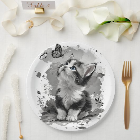 Hübsche Katzen-Miau-Papierplatten Pappteller (Hochzeit)