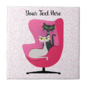 Hübsche Katzen Mid Century Rosa Sessel Punkte Fliese (Vorderseite)