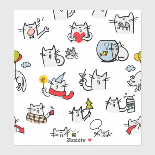 Hübsche Katzen, Milch und Magie. Aufkleber (Blatt)