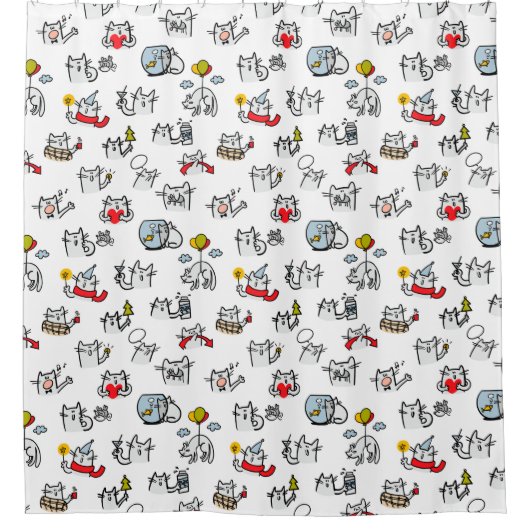 Hübsche Katzen, Milch und Magie. Duschvorhang (Vorderseite)