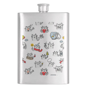 Hübsche Katzen, Milch und Magie. Flachmann