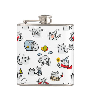 Hübsche Katzen, Milch und Magie. Flachmann