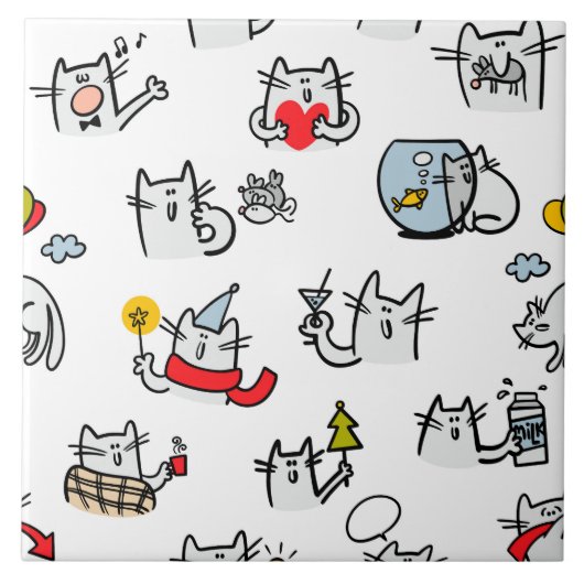 Hübsche Katzen, Milch und Magie. Fliese (Vorderseite)