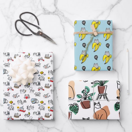 Hübsche Katzen, Milch und Magie. Geschenkpapier Set (Vorderseite)