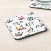 Hübsche Katzen, Milch und Magie. Getränkeuntersetzer (Linke Seite)