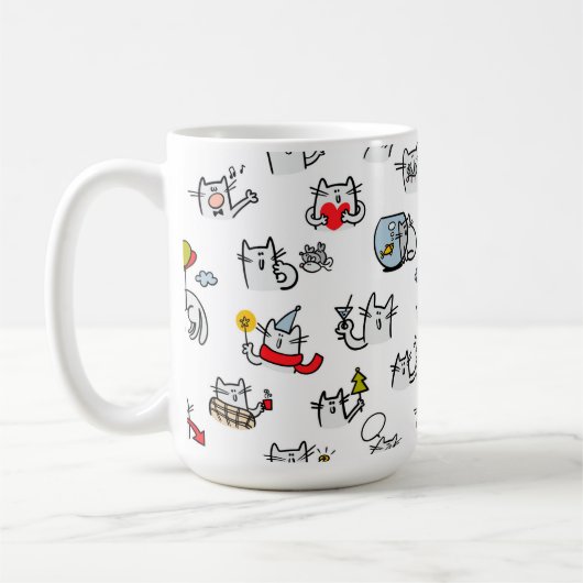 Hübsche Katzen, Milch und Magie. Kaffeetasse (Links)