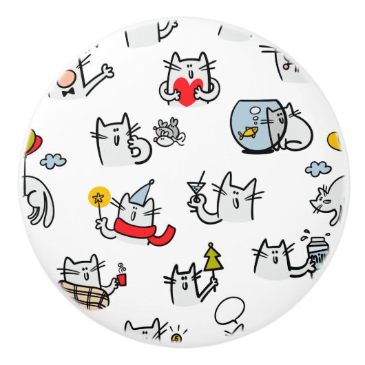 Hübsche Katzen, Milch und Magie. Keramikknauf (Vorderseite)