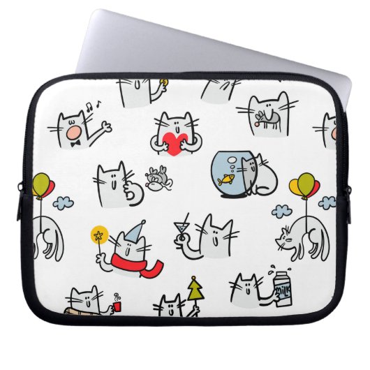 Hübsche Katzen, Milch und Magie. Laptopschutzhülle (Vorderseite)