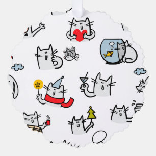 Hübsche Katzen, Milch und Magie. Ornament Karte