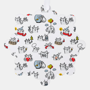 Hübsche Katzen, Milch und Magie. Ornament Karte