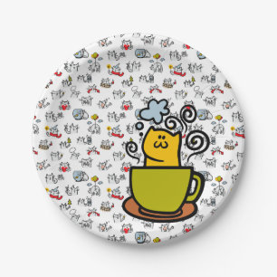Hübsche Katzen, Milch und Magie. Pappteller