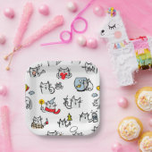 Hübsche Katzen, Milch und Magie. Pappteller (Party)