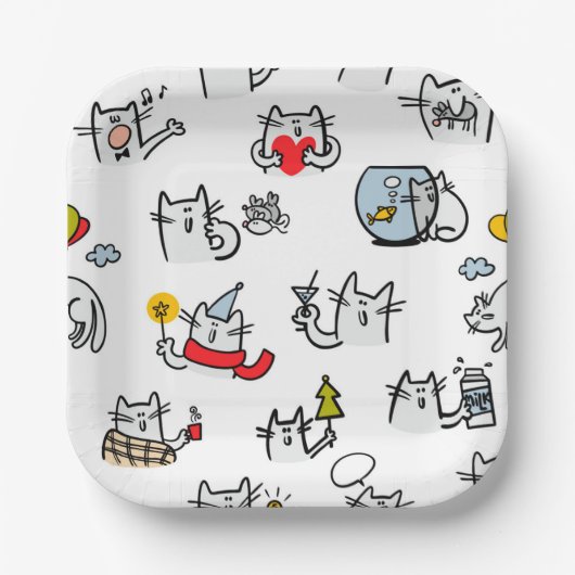Hübsche Katzen, Milch und Magie. Pappteller (Vorderseite)