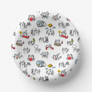 Hübsche Katzen, Milch und Magie. Pappteller