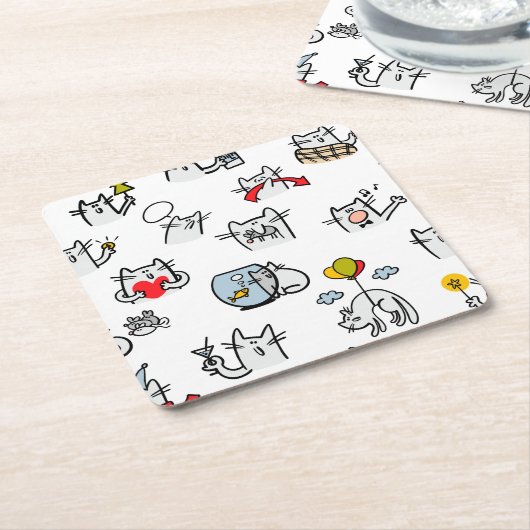 Hübsche Katzen, Milch und Magie. Rechteckiger Pappuntersetzer (angewinkelt)