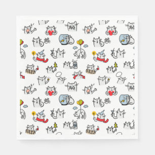 Hübsche Katzen, Milch und Magie. Serviette